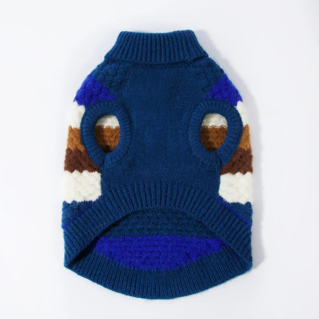 高領寶藍色條紋毛衣 Luna Nana