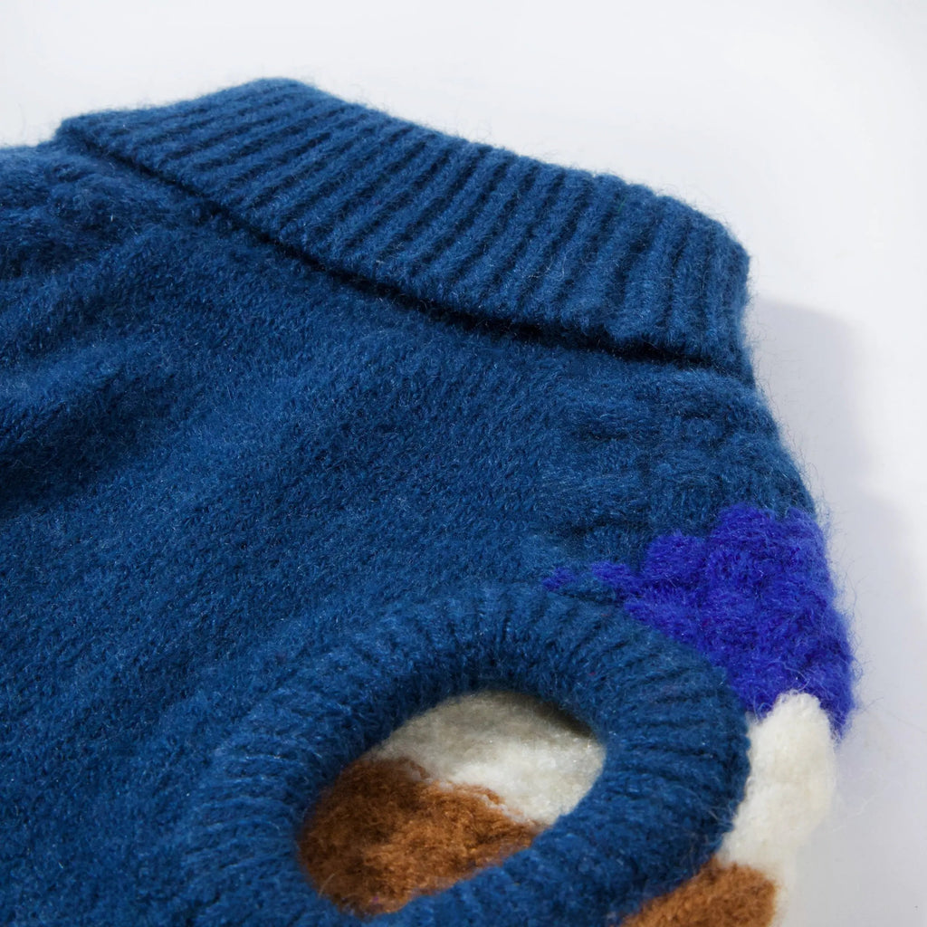 高領寶藍色條紋毛衣 Luna Nana