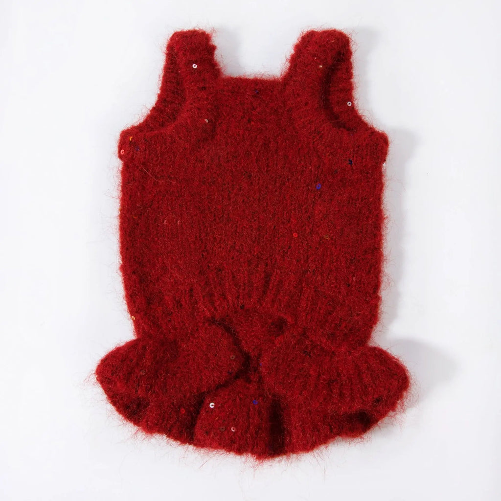 酒紅玫瑰星光針織背心裙 Luna Nana