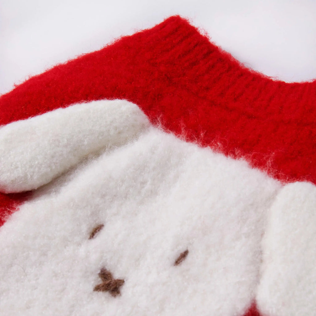 正紅色傻白甜狗狗毛衣 Luna Nana