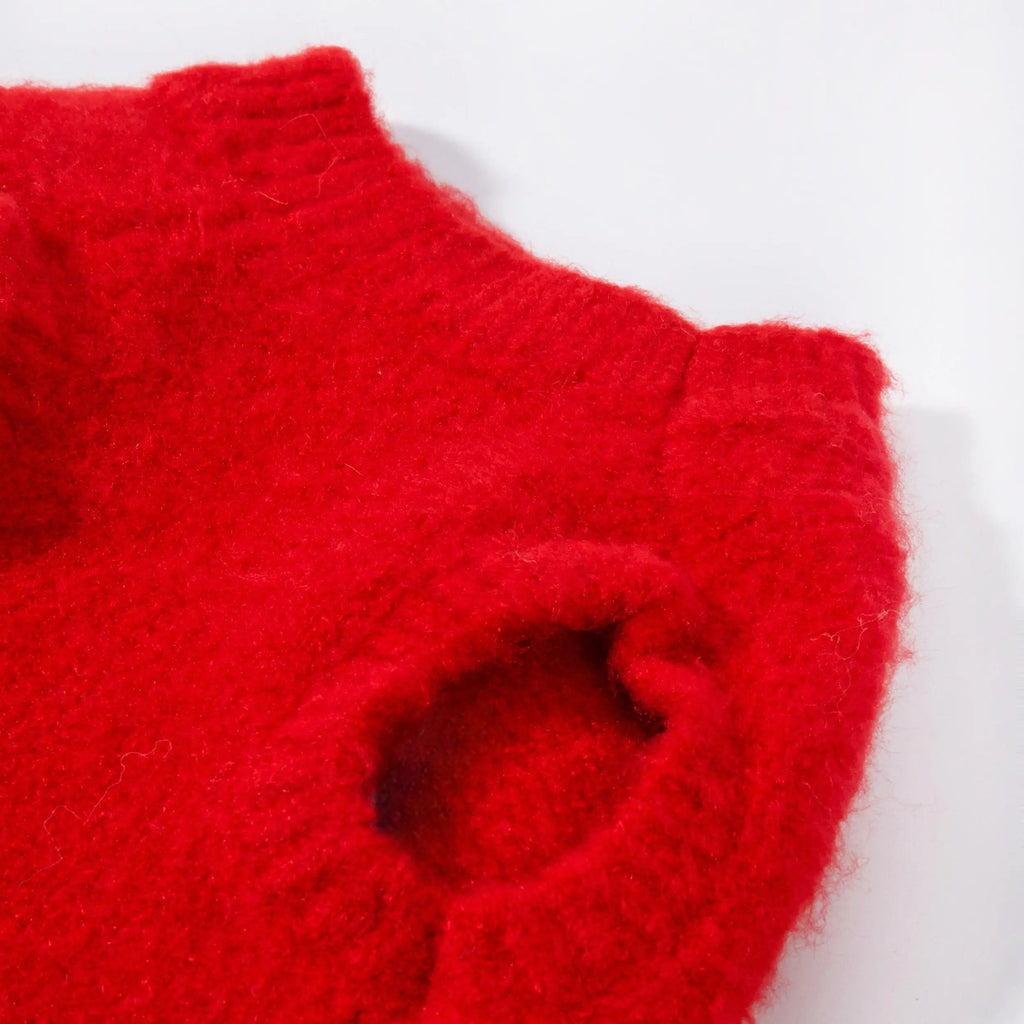 正紅色傻白甜狗狗毛衣 Luna Nana