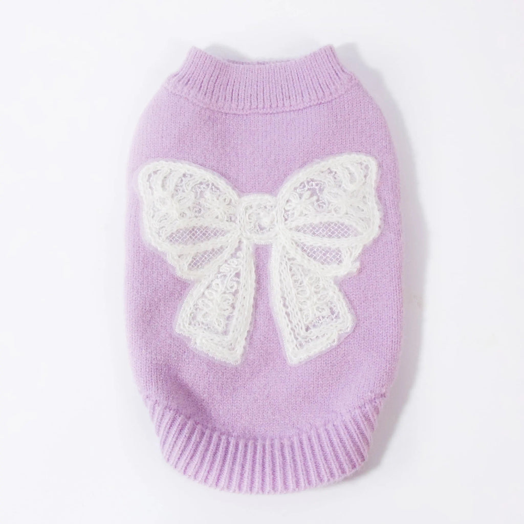 香芋紫繡花蝴蝶結毛衣 Luna Nana