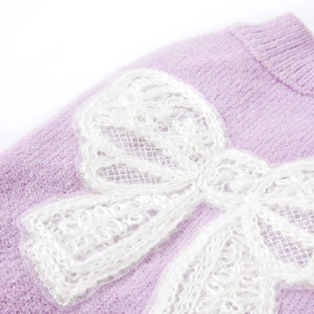 香芋紫繡花蝴蝶結毛衣 Luna Nana