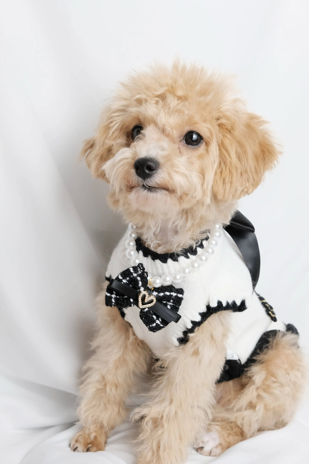 經典黑白針織連衣裙 Luna Nana