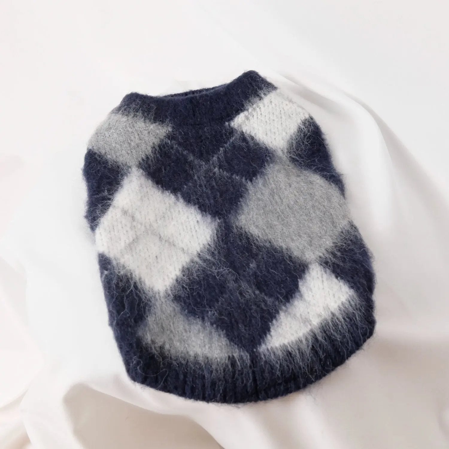 深藍色菱格毛衣 Luna Nana