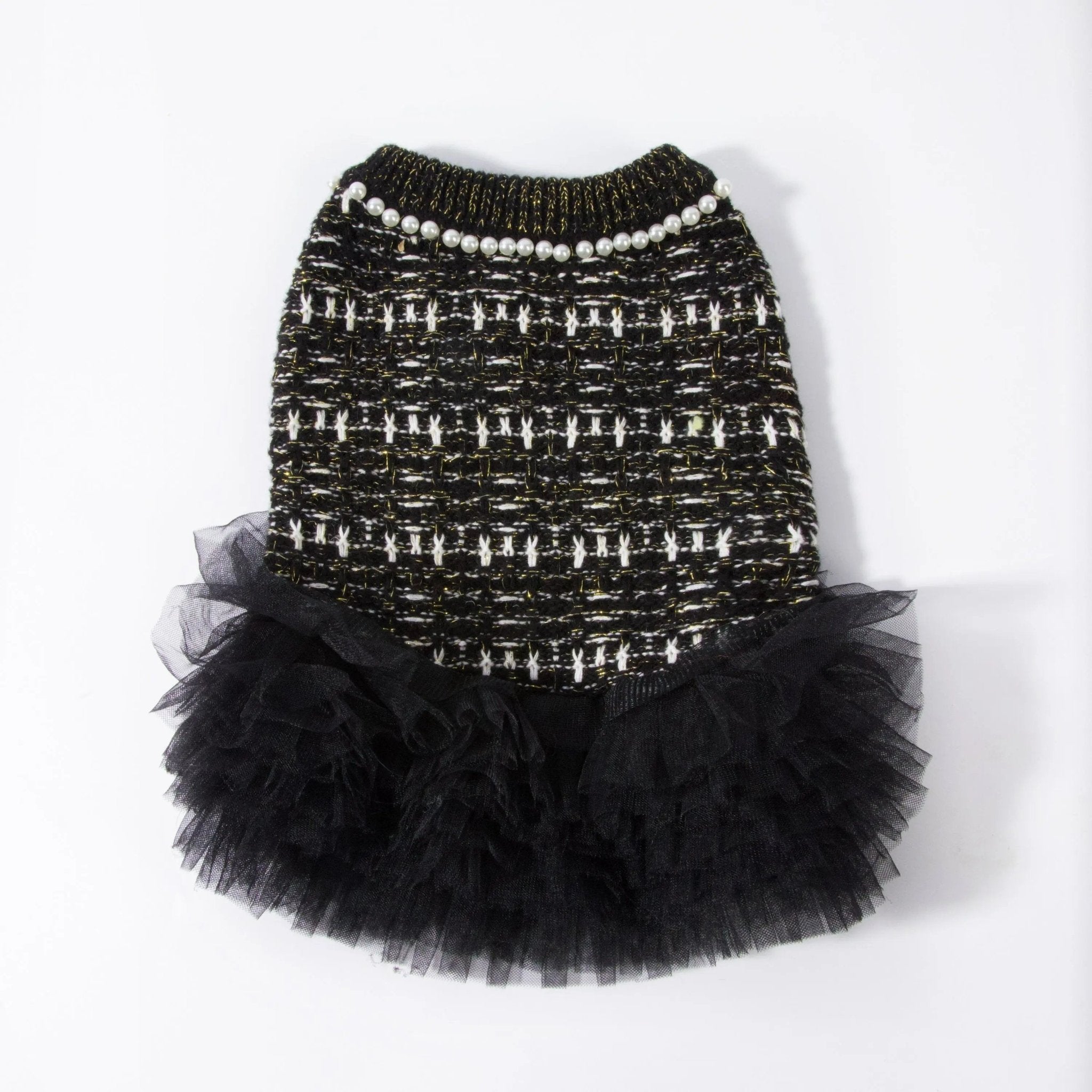 Classic Little Black Tweed Dog Dress - Luna Nana