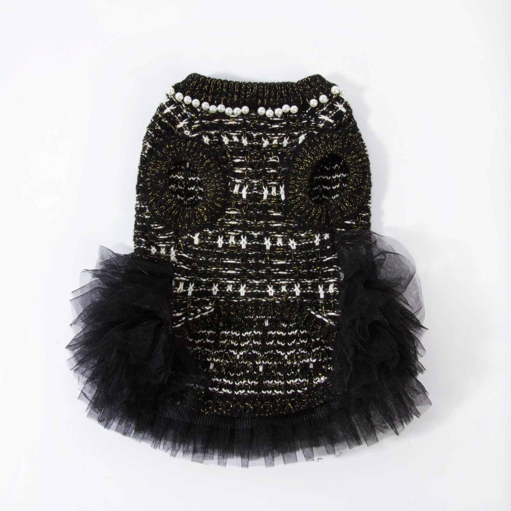 Classic Little Black Tweed Dog Dress - Luna Nana