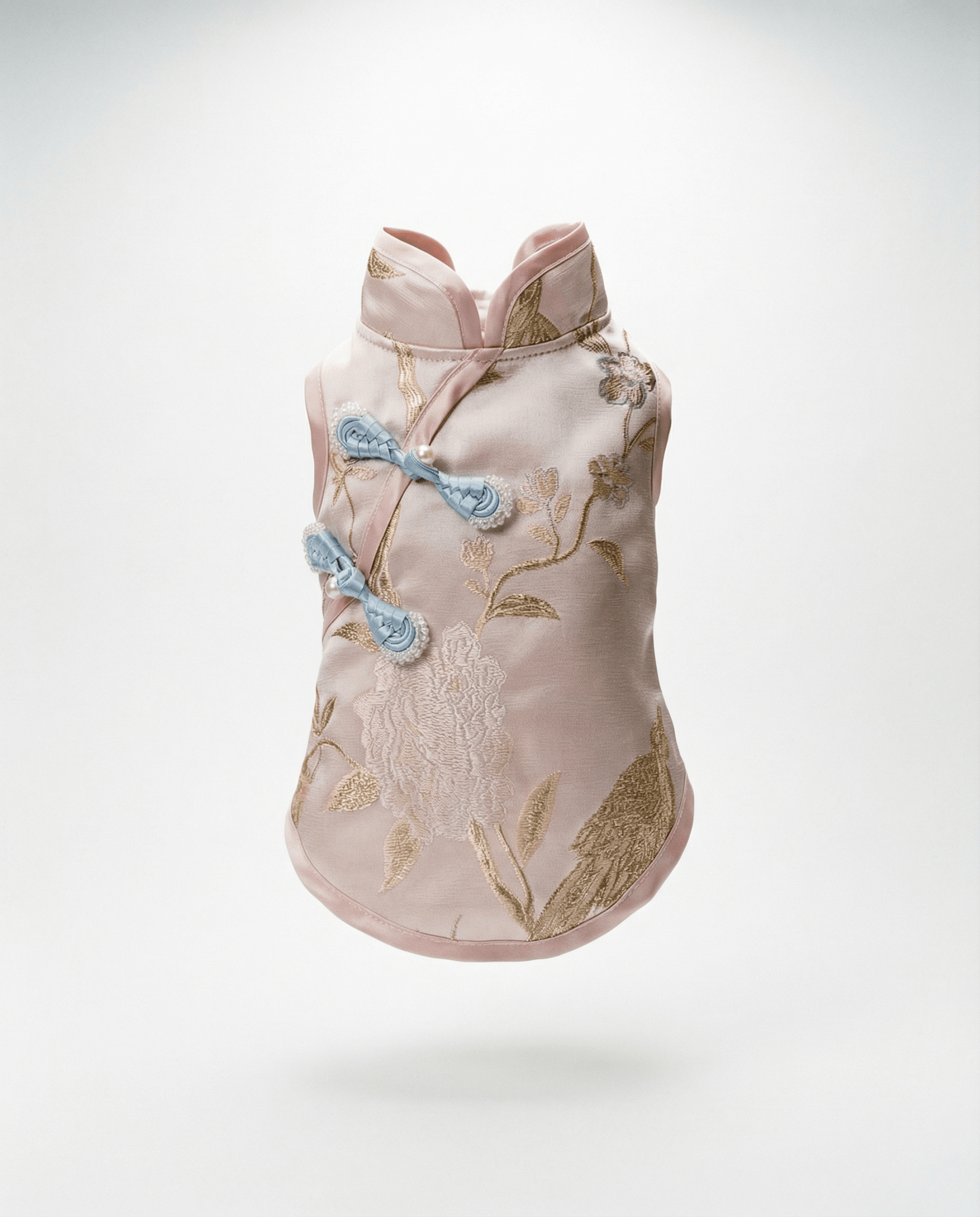 Peach Blossom Phoenix - Luxury Gold - Thread Cheongsam for Dogs & Cats - Luna Nana