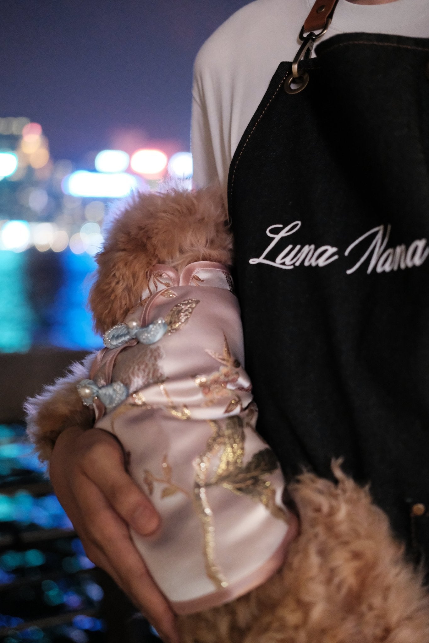 Peach Blossom Phoenix | Luxury Gold - Thread Cheongsam for Dogs & Cats - Luna Nana