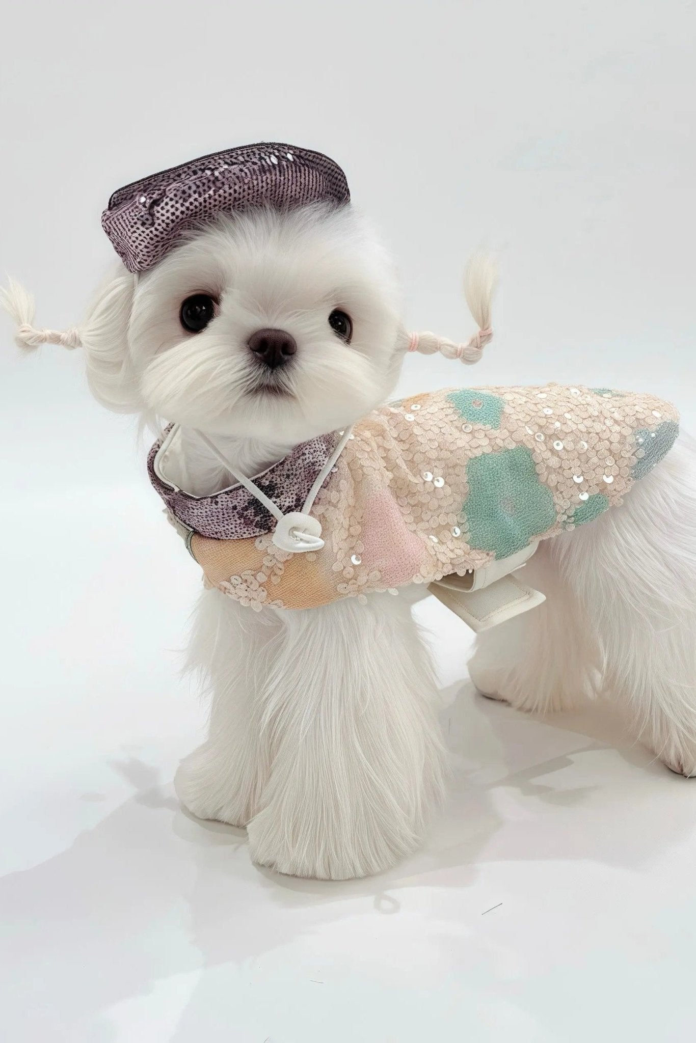 Trendy Icon Sequin Flower Dog Set (With Hat) - Luna Nana